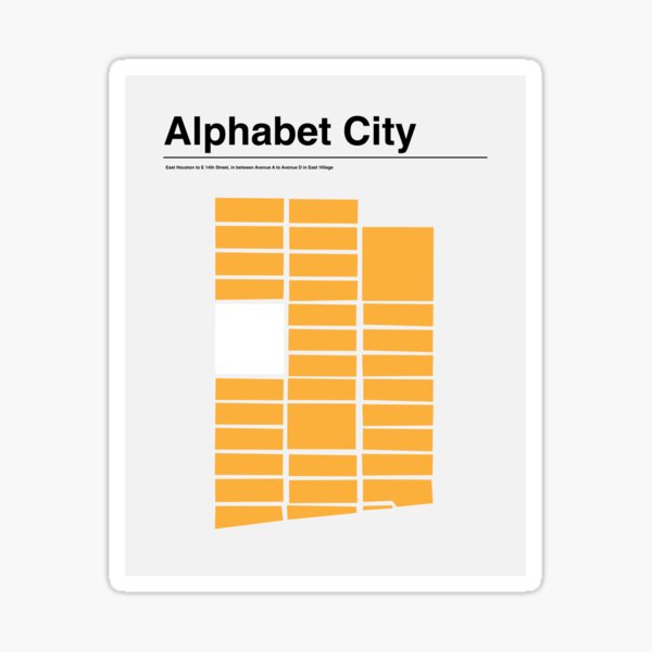 "NYC Alphabet City Neighborhood Map Poster In Orange" Sticker For Sale ...