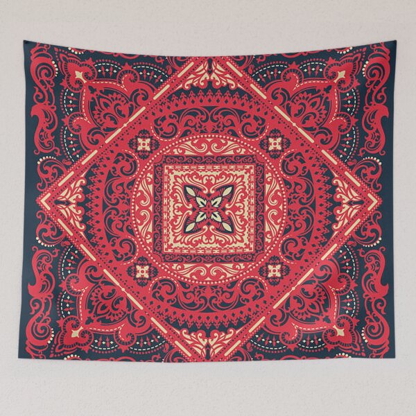 Item preview, bandana,blue and red bandana,henna pattern,middle eastern pattern,persian rug,etherial,spriritual,meditation,aromatherapy designed and sold by Nostrathomas66.