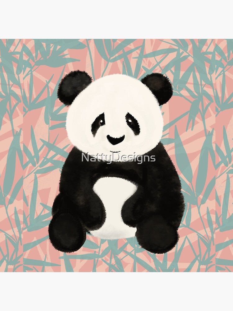 Cojín for Sale con la obra «Oso panda con fondo rosa» de