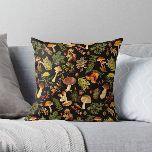 Thanksgiving Mushrooms Harvest Throw Pillow