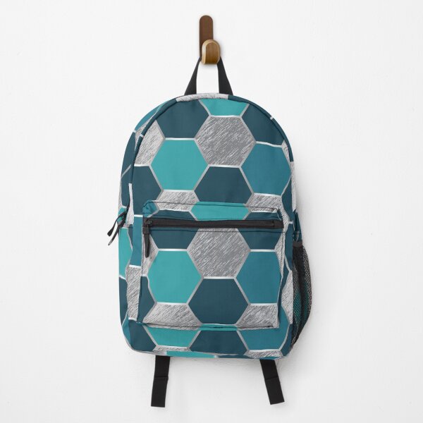 Item preview, Metal Silver and Teal Geometric Hexagon Pattern designed and sold by CynthiaGraphics.
