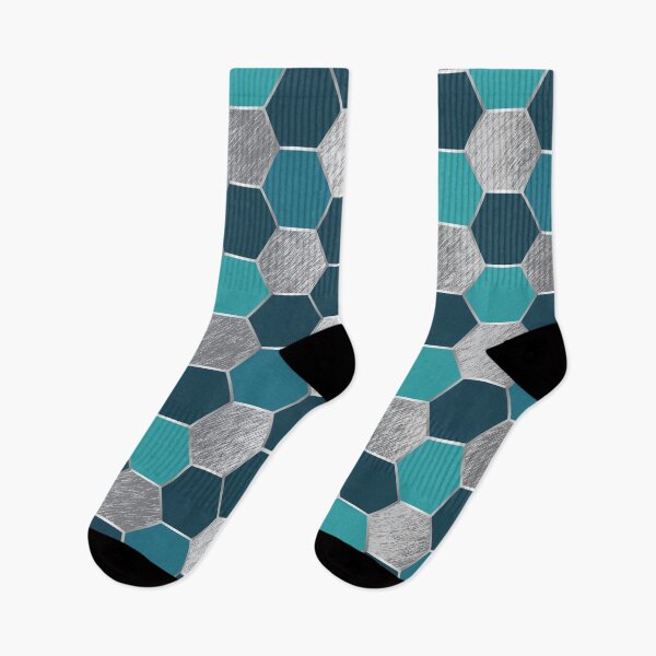 Item preview, Metal Silver and Teal Geometric Hexagon Pattern designed and sold by CynthiaGraphics.
