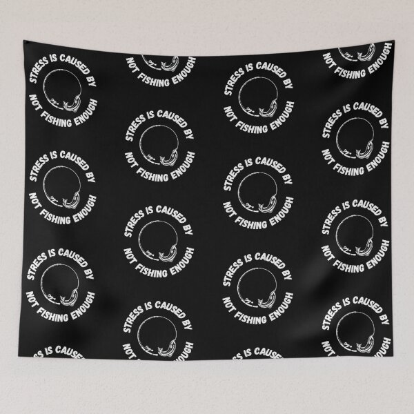 Item preview, Stress Is Caused By Not Fishing Enough Fish On A Curved Circle Rod In Black designed and sold by LuckyKermit.
