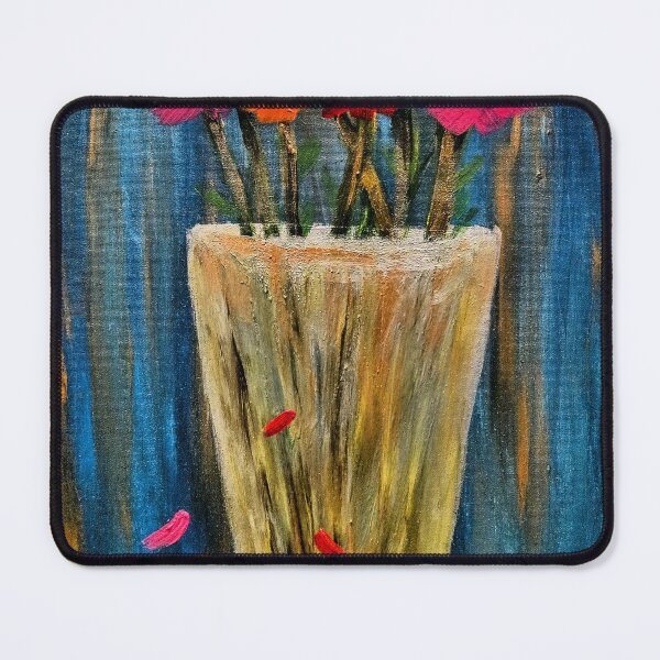 Item preview, A contemporary painting of some poppies in a metallic gold and silver vase . designed and sold by kkartwork.