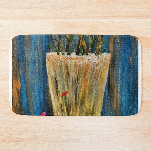 Item preview, A contemporary painting of some poppies in a metallic gold and silver vase . designed and sold by kkartwork.