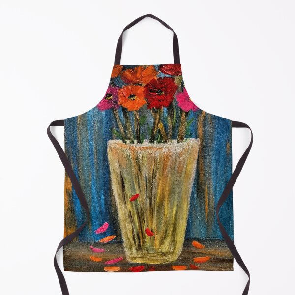 Item preview, A contemporary painting of some poppies in a metallic gold and silver vase . designed and sold by kkartwork.