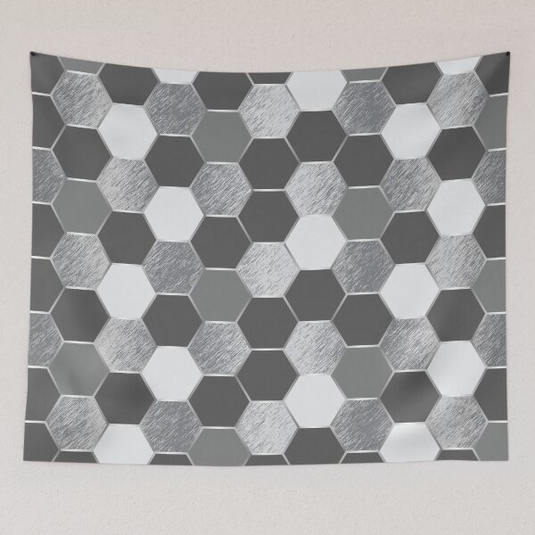 Item preview, Metal Silver and Light Grey Geometric Hexagon Pattern designed and sold by CynthiaGraphics.