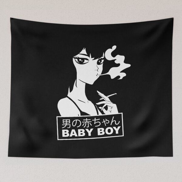 Item preview, Aesthetic Vaporwave Baby Boy Smoking. Japanese Anime Otaku graphic designed and sold by D-C-Designs.