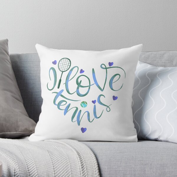 I Love Tennis - Blue Throw Pillow