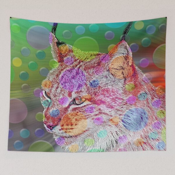 Item preview, Smiling, colorful lynx - abstract designed and sold by MarionsArt.