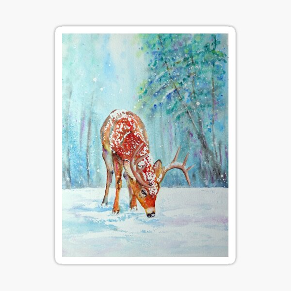 Stag in the Snow Sticker