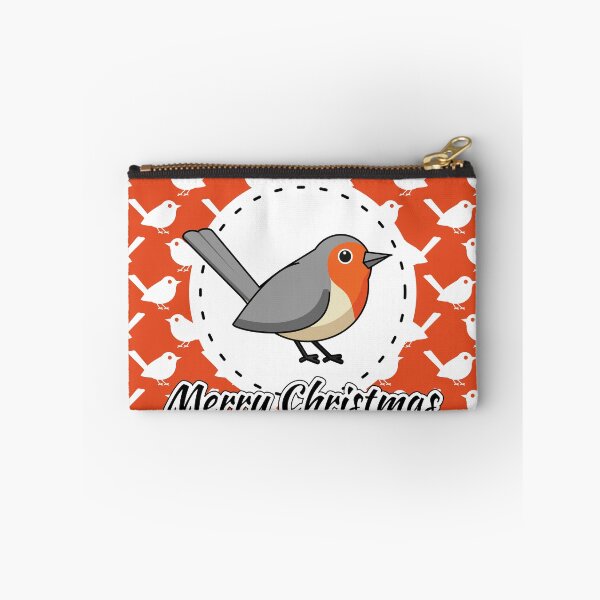 Item preview, Robin on Orange White Bird Pattern - Merry Xmas designed and sold by BirdAtWork.