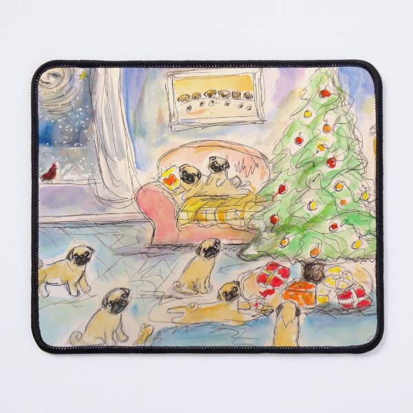 Item preview, Whimsical Pugs Christmas designed and sold by artbyangie.