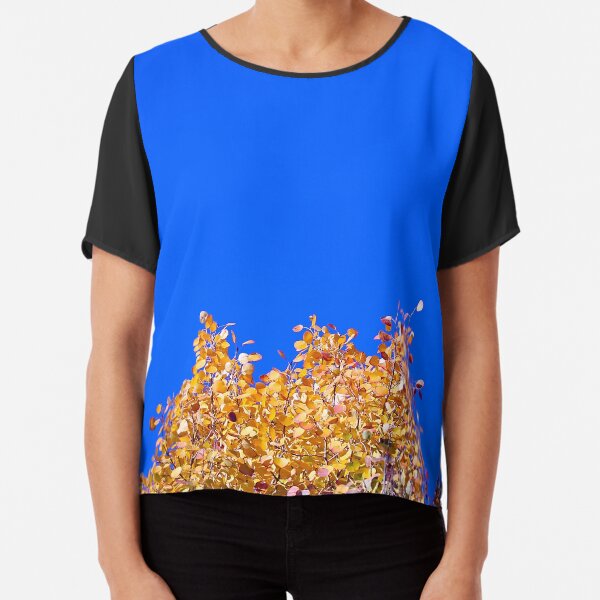 Yellow Leaves Blue Sky Chiffon Top