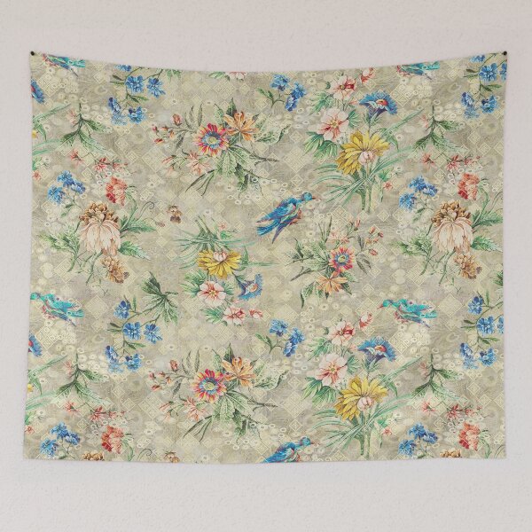 Item preview, Hand drawn flowers and birds pattern designed and sold by vidyaroul.