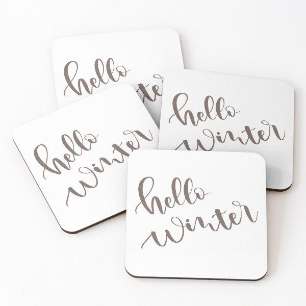 Item preview, Hello winter. Sentence. Light Brown Text. Lettering. Calligraphy. designed and sold by AnaStickerD.
