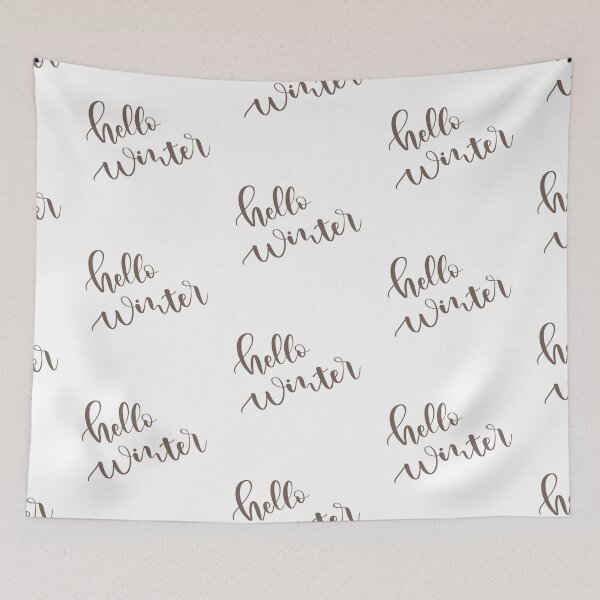 Item preview, Hello winter. Sentence. Light Brown Text. Lettering. Calligraphy. designed and sold by AnaStickerD.