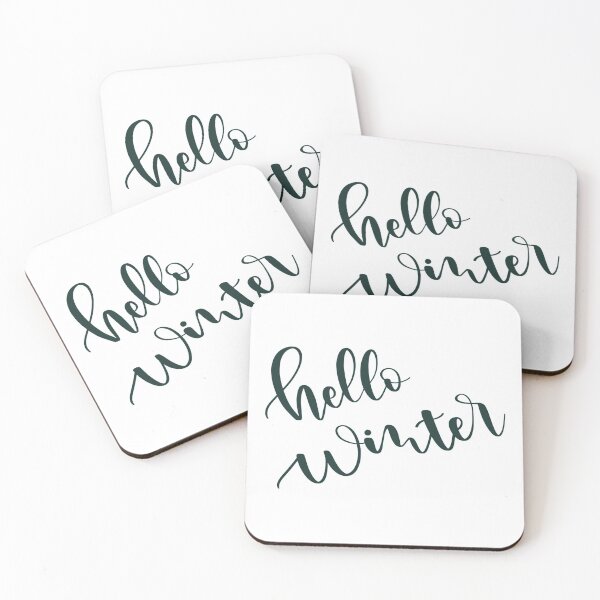 Item preview, Hello winter. Sentence. Dark Green Text. Lettering. Calligraphy. designed and sold by AnaStickerD.