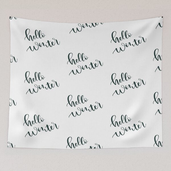 Item preview, Hello winter. Sentence. Dark Green Text. Lettering. Calligraphy. designed and sold by AnaStickerD.