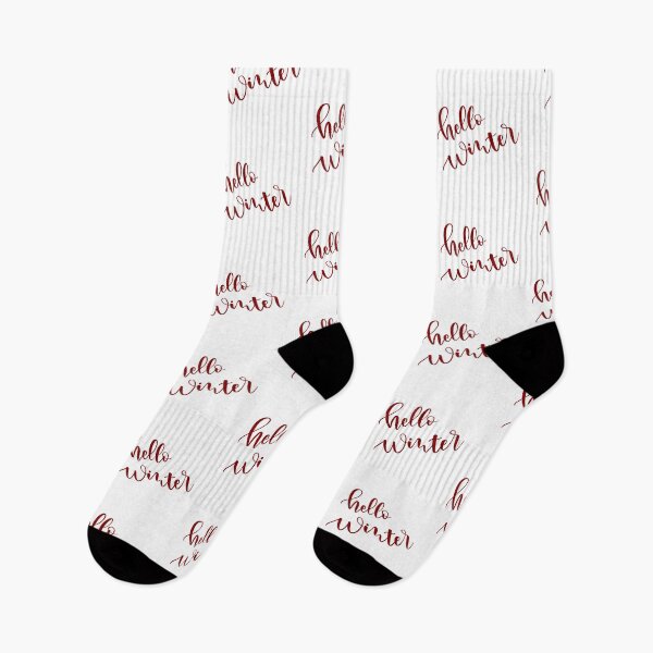 Item preview, Hello winter. Sentence. Dark Red Text. Lettering. Calligraphy. designed and sold by AnaStickerD.