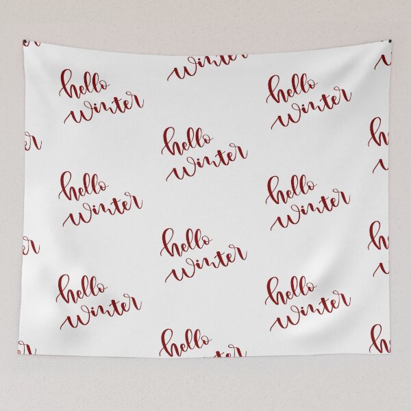 Item preview, Hello winter. Sentence. Dark Red Text. Lettering. Calligraphy. designed and sold by AnaStickerD.