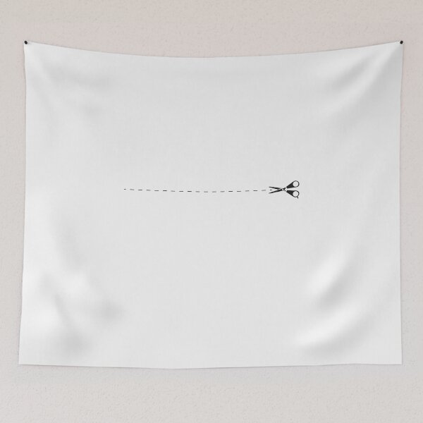 Item preview, Cut Here / White Black Pattern, Scissors dotted line, black horizontal line and scissors art designed and sold by Adbor-Tb.