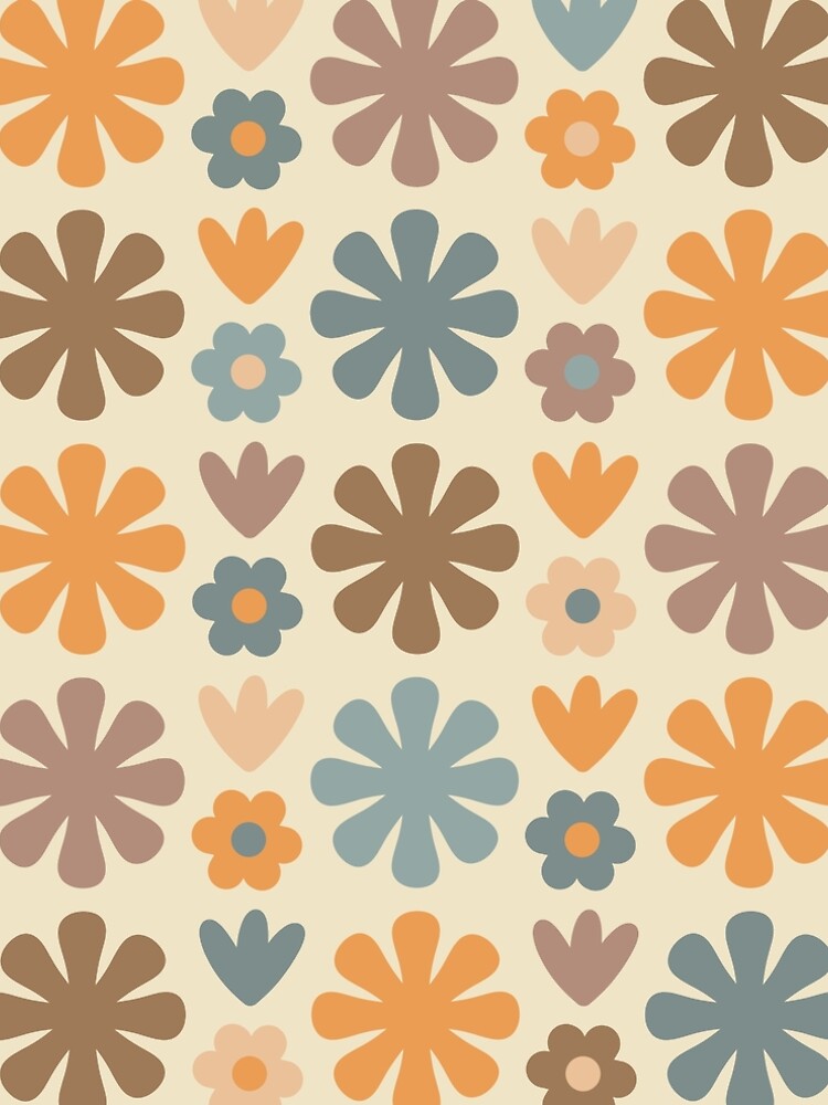 Scandi Floral Grid Retro Flower Pattern in Muted Orange, Slate Blue, Brown,  Taupe, and Beige" A-Line Dress for Sale by kierkegaard | Redbubble
