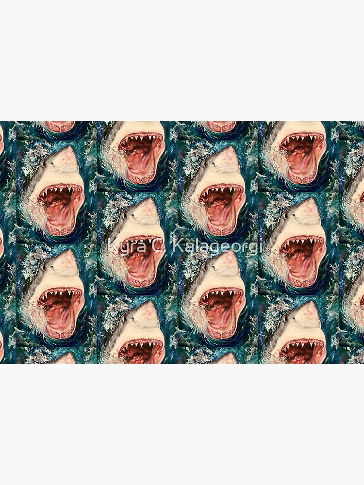 Discover Great White Shark Oil Painting Bath Mat