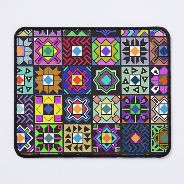 Item preview, 1980s crazy colorblock pattern, neon pink green blue pattern, 1980s quilt, stained glass,  designed and sold by Nostrathomas66.