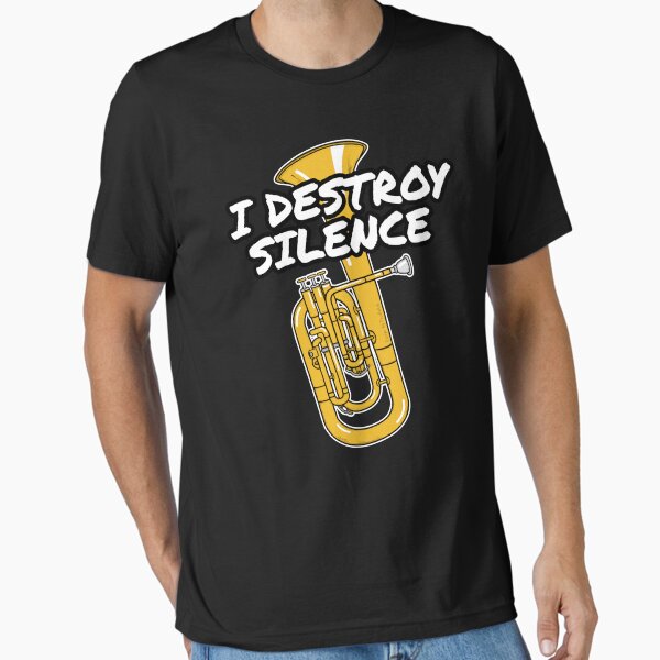 Vista previa del artículo con la obra «Destroy Silence Tenor Horn Player Músico de latón», diseñado y vendido por doodlerob.
