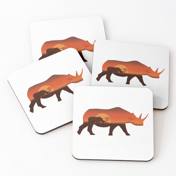 Item preview, rhinos and beautiful african landscape designed and sold by landscapeworlds.