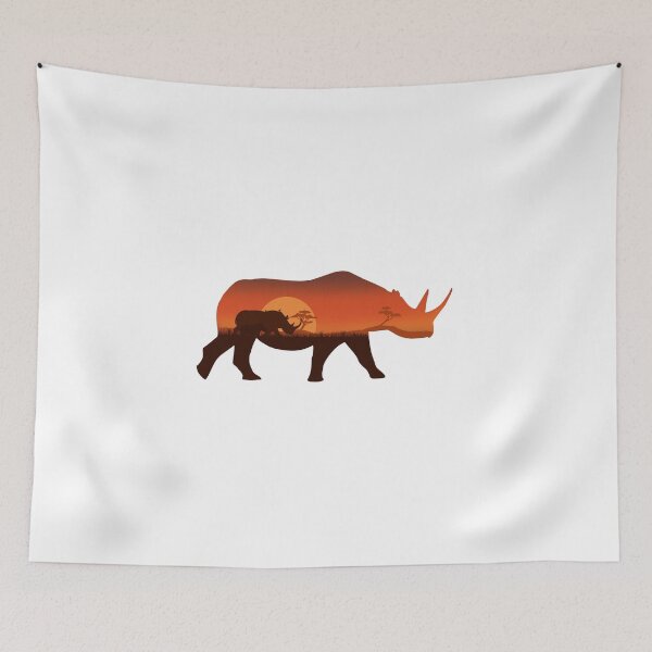 Item preview, rhinos and beautiful african landscape designed and sold by landscapeworlds.