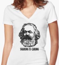 Camiseta entallada de cuello en V Compartir es demostrar interés