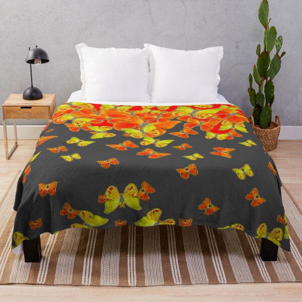 Item preview, FLYING BUTTERFLIES IN ORANGE-YELLOW CHARCOAL-RED ART designed and sold by sharlesart.