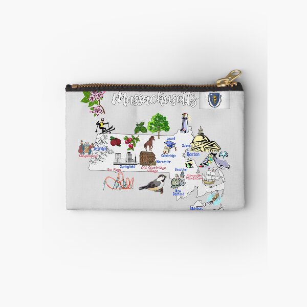 Item preview, Hand Drawn Illustration of Massachusetts Map with Tourist Destinations, USA designed and sold by mashmosh.