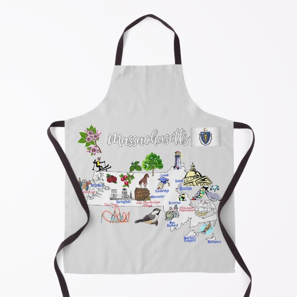 Item preview, Hand Drawn Illustration of Massachusetts Map with Tourist Destinations, USA designed and sold by mashmosh.