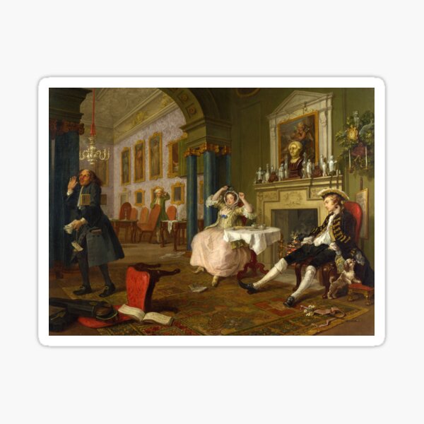 Vista previa del artículo con la obra «Matrimonio A-la-Mode: 2, The Tête à Tête de William Hogarth (c1743)», diseñado y vendido por allhistory.