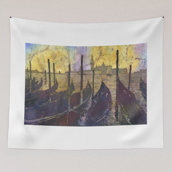 Item preview, Venice, Italy gondola boats on Piazza San Marco at sunset in the medieval city of Venice- Italy designed and sold by rfoxphoto.