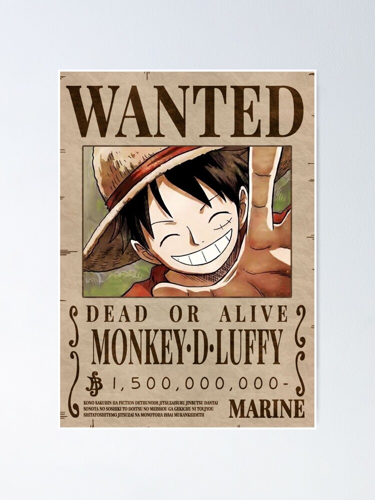 Luffy Wanted Poster One Piece Poster By Onepiecestan Redbubble