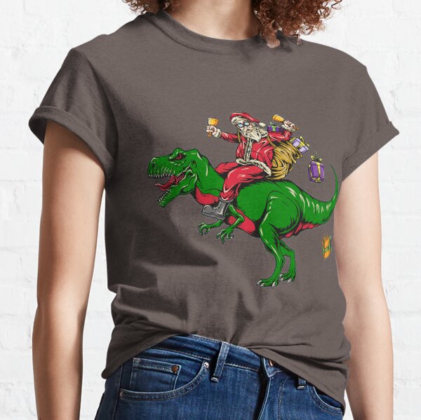 Santa Riding a T Rex Classic T-Shirt
