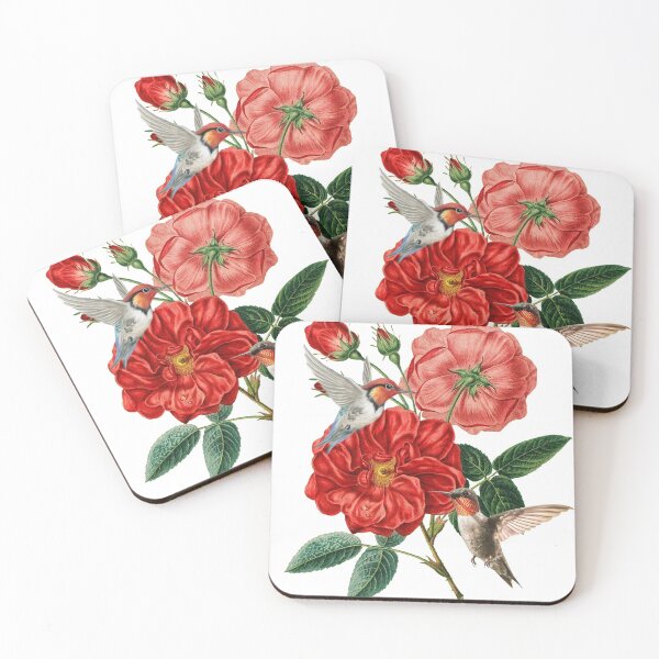 Item preview, Humming Birds flying over roses designed and sold by Black6ird.
