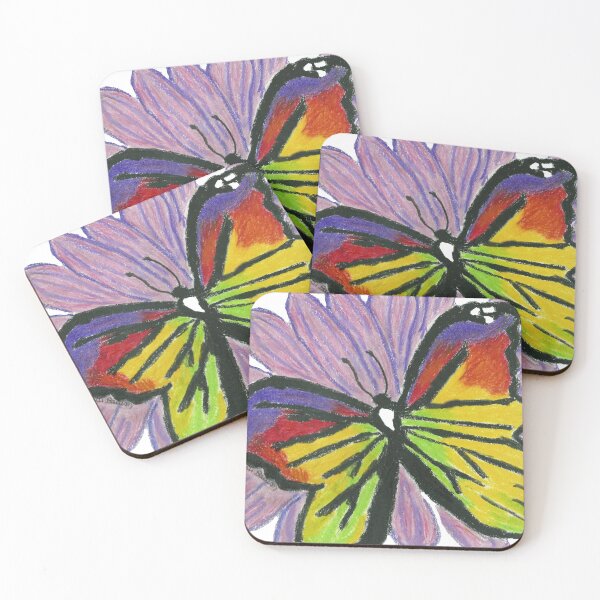 Item preview, Butterfly on a Flower Oil Pastel Drawing, Flutterfly designed and sold by AliCatOriginals.