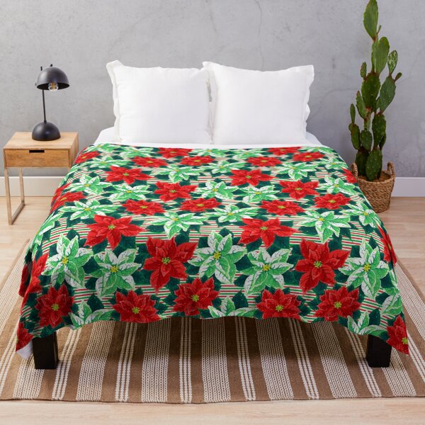 Item preview, Poinsettia, Christmas New Year Floral Pattern Green Red White designed and sold by ptitsa-tsatsa.
