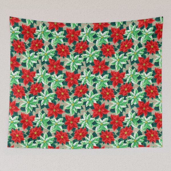 Item preview, Poinsettia, Christmas New Year Floral Pattern Green Red White designed and sold by ptitsa-tsatsa.