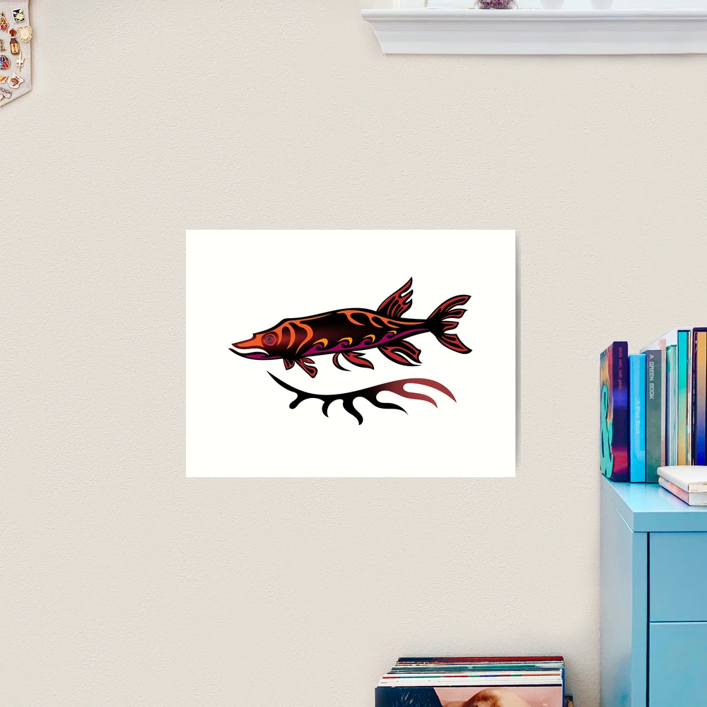 Sunset Fish Ojibwe Indigenous WAWEZHI CANADA Art Print for Sale