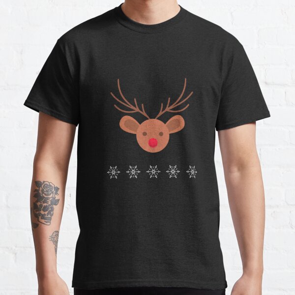 Camiseta de Navidad para Hombre y Mujer Roja Reno Rudolph