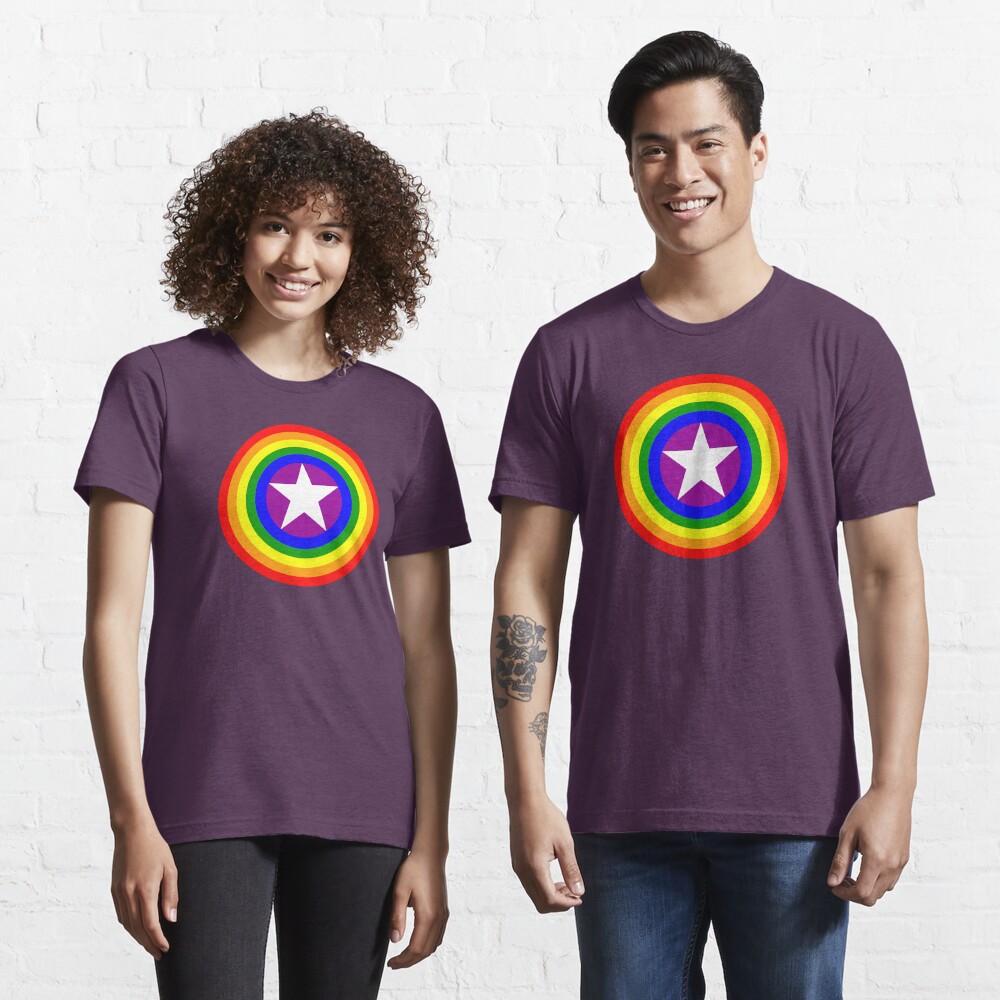 T-shirt essentiel « Boucliers de fierté - Arc-en-ciel» 