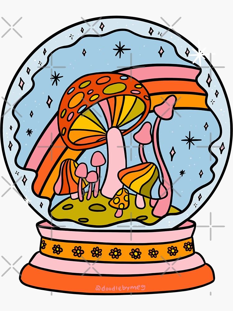 "Mushroom Snow globe" Sticker for Sale by doodlebymeg Redbubble