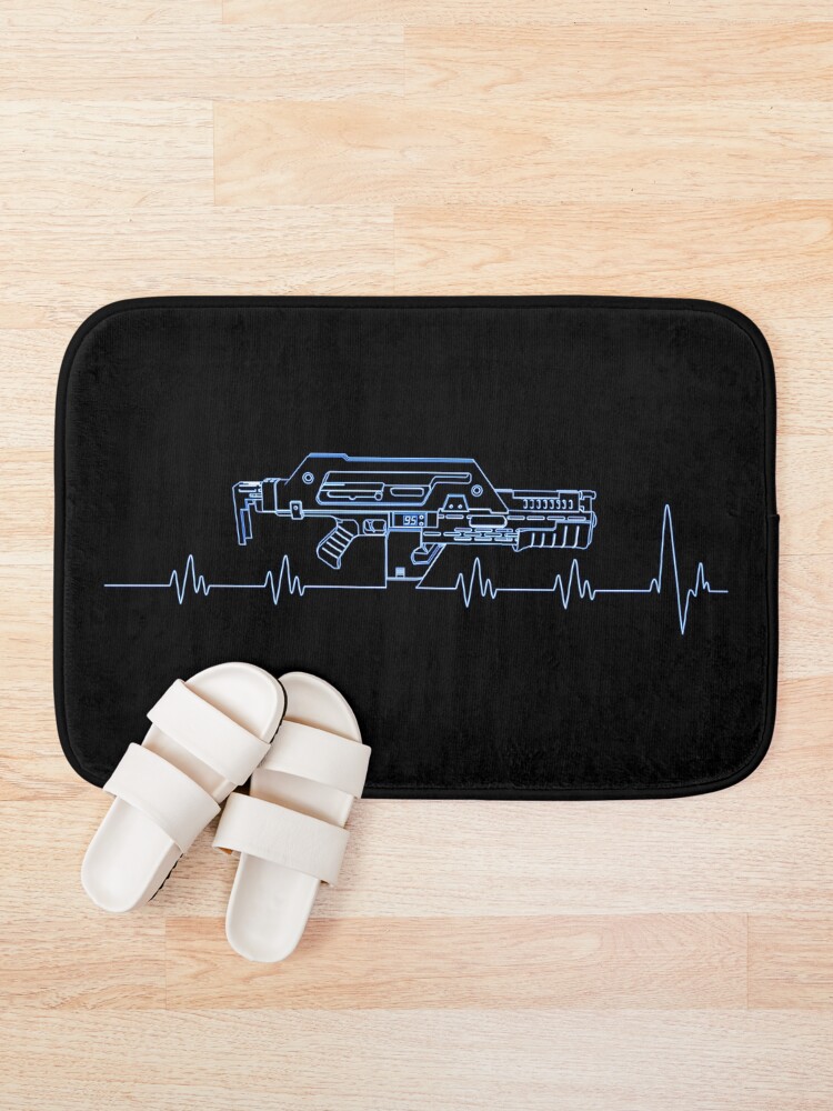 Thumbnail 1 of 6, Bath Mat, Pulse. Rifle. Blue. designed and sold by CCCDesign.