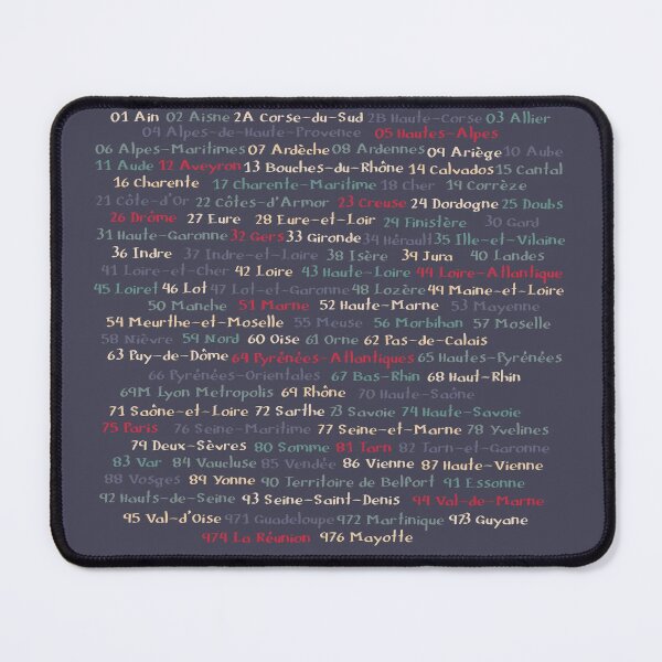 Item preview, Numbered list of all French departments designed and sold by GreenNote.